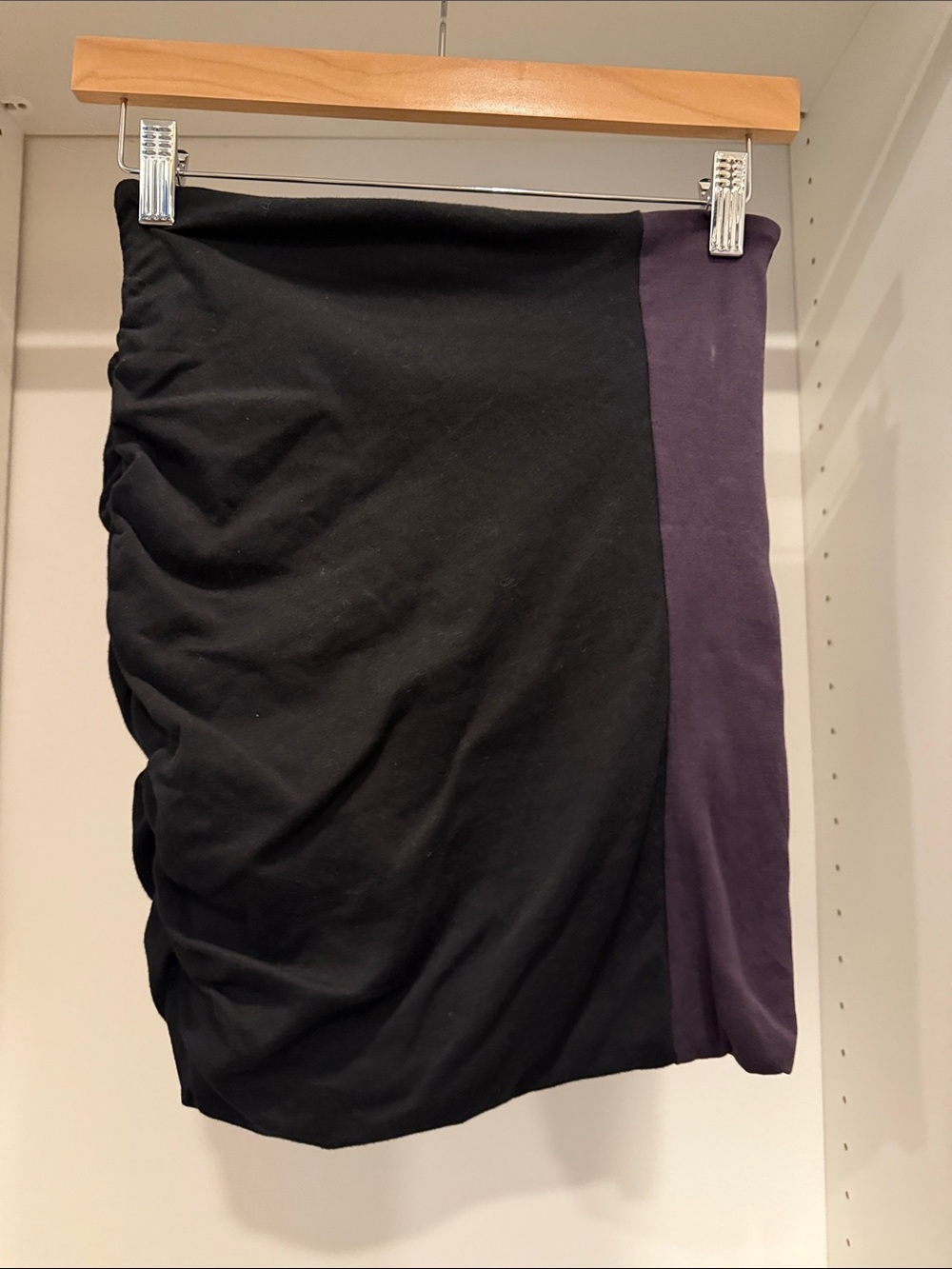 Kookai Black Mini Skirt with Purple Side Panel